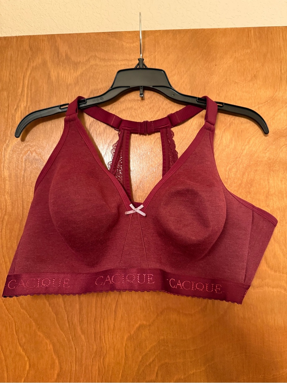 Cacique Burgundy Lace-Back Wireless Bralette